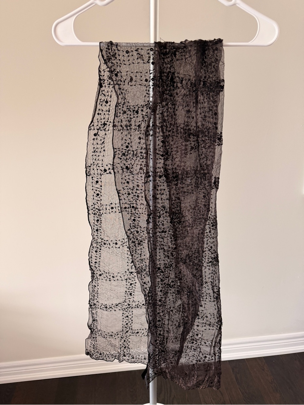 Sheer Black Beaded Sarong/Scarf